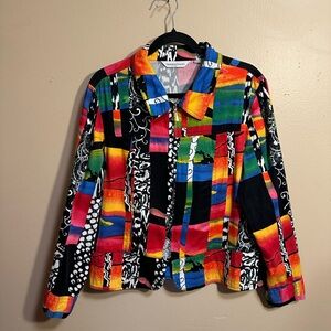 Vintage Drapers & Damons Colorblock Patchwork Jacket, Zip Front, 90s Art Print